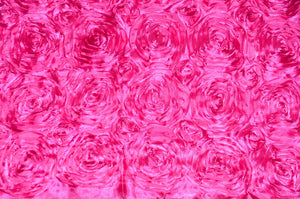 Hot Pink Floral Satin Rosette 54" Wide || Fabric by the Yard