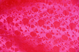 Neon Pink Floral Jacquard Satin Brocade 58" Wide || Fabric by the Yard