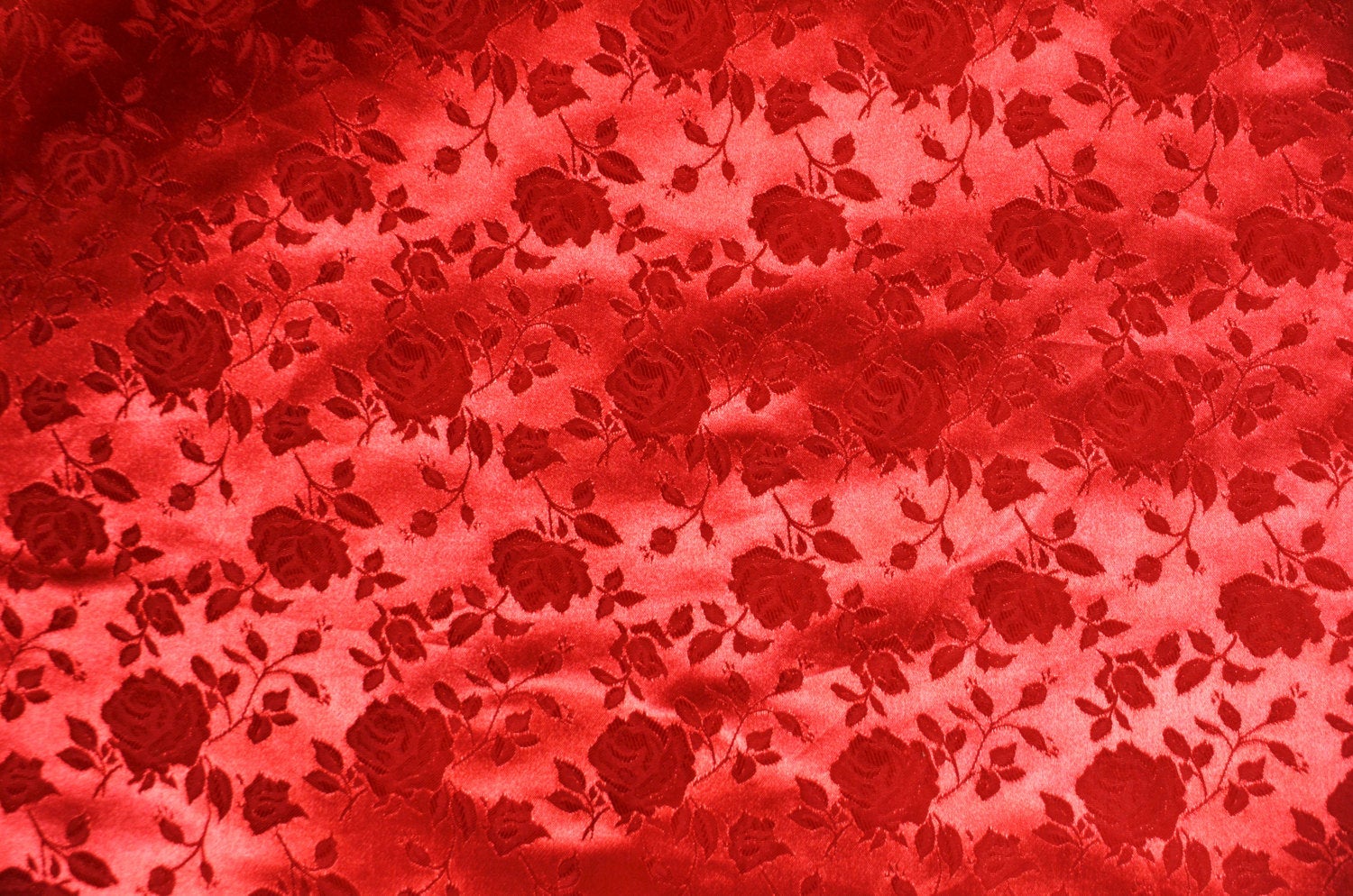 Red Floral Jacquard Satin Brocade 58" Wide || Fabric by the Yard