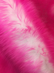 Hot Pink Tipped White Shaggy Faux Fur Suede Back 108”x60” Throw Blanket || Home Décor