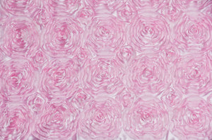 Pink Floral Satin Rosette 54" Wide || Fabric by the Yard