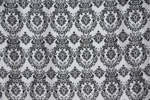 White Taffeta Black Velvet Flocking Damask 60" Wide || Fabric by the Yard