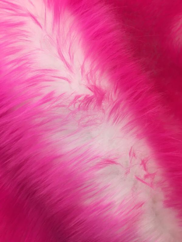 Set of 2 Hot Pink Tipped White Shaggy Faux Fur 18"x18" Pillow Cushions || Home Decor