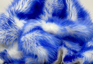 Set of 2 Royal Blue Tipped White Shaggy Faux Fur 18"x18" Pillow Cushions || Home Decor