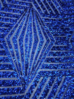 Load image into Gallery viewer, Royal Geometric Sequins Bombshell Lace 54” / 55” Wide || Fabric by the Yard
