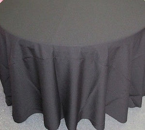 Set of 5 Black Polyester Polypoplin Round 108" Tablecloths || Event Décor