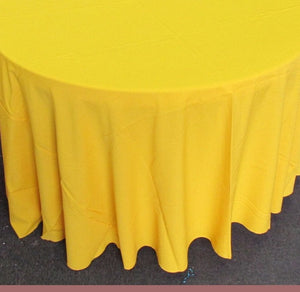 Set of 5 Gold Polyester Polypoplin Round 108" Tablecloths || Event Décor