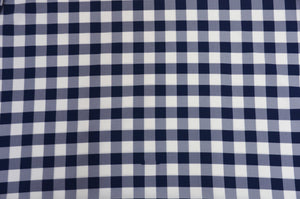 Navy White Checker Print Gingham Polyester Poplin 59" Wide || Fabric by the Yard