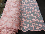 Load image into Gallery viewer, Blush Ribbon Embroidery Scalloped Edge Lace 50” Wide || Fabric by the Yard

