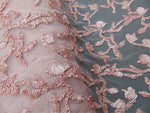 Load image into Gallery viewer, Blush Ribbon Embroidery Scalloped Edge Lace 50” Wide || Fabric by the Yard
