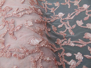 Blush Ribbon Embroidery Scalloped Edge Lace 50” Wide || Fabric by the Yard
