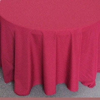 Set of 5 Burgundy Polyester Polypoplin Round 108" Tablecloths || Event Décor