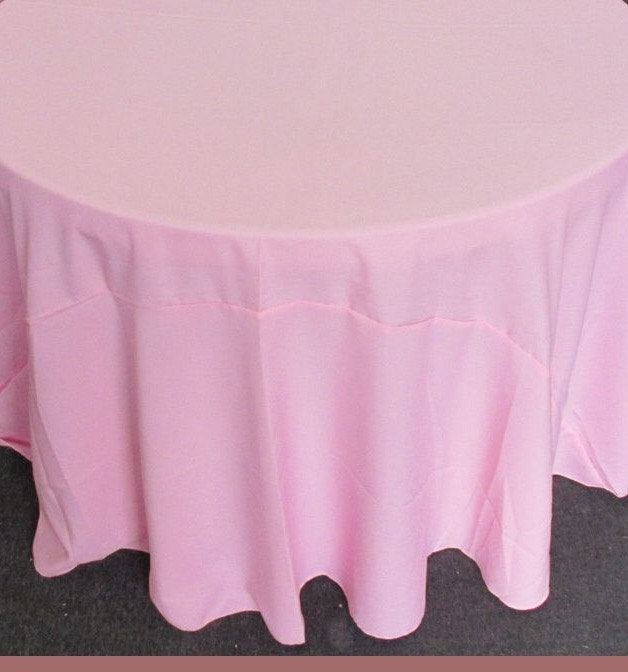 Set of 5 Light Pink Polyester Polypoplin Round 108" Tablecloths || Event Décor