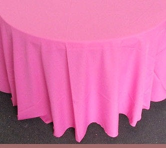 Set of 5 Pink Polyester Polypoplin Round 108" Tablecloths || Event Décor