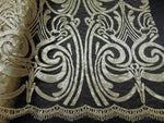 Load image into Gallery viewer, Champagne Art Nouveau Sequin Damask Lace Mesh Back  52&quot; Wide || Fabric by the Yard
