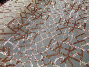 Champagne Sacred Geometry Sequin Embroidered 4-Way Stetch Lace 55” Wide || Fabric by the Yard