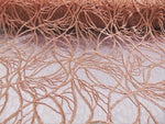Load image into Gallery viewer, Peach Vein Embroidered Sheer Sequin Lace 52” Wide || Fabric by the Yard
