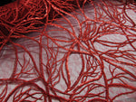 Load image into Gallery viewer, Red Vein Embroidered Sheer Sequin Lace 52” Wide || Fabric by the Yard
