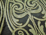 Load image into Gallery viewer, Olive Art Nouveau Sequin Damask Lace Mesh Back  52&quot; Wide || Fabric by the Yard
