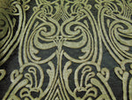 Load image into Gallery viewer, Olive Art Nouveau Sequin Damask Lace Mesh Back  52&quot; Wide || Fabric by the Yard

