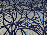 Load image into Gallery viewer, Royal Blue Vein Embroidered Sheer Sequin Lace 52” Wide || Fabric by the Yard
