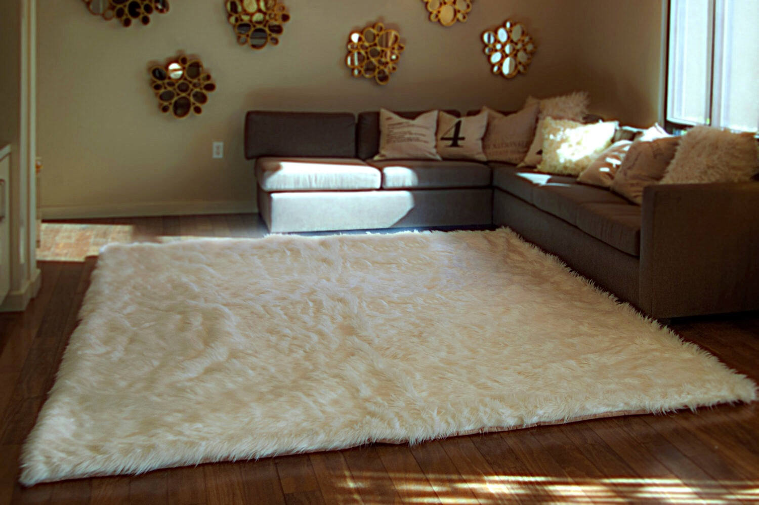 Sale 1 left! White Shaggy Plush Faux Fur Rectangular 10'x12' Area Rug || Home Decor