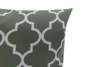 Set of 2 Grey White Moroccan Canvas Zippered 18” x18” Pillows || Home Décor