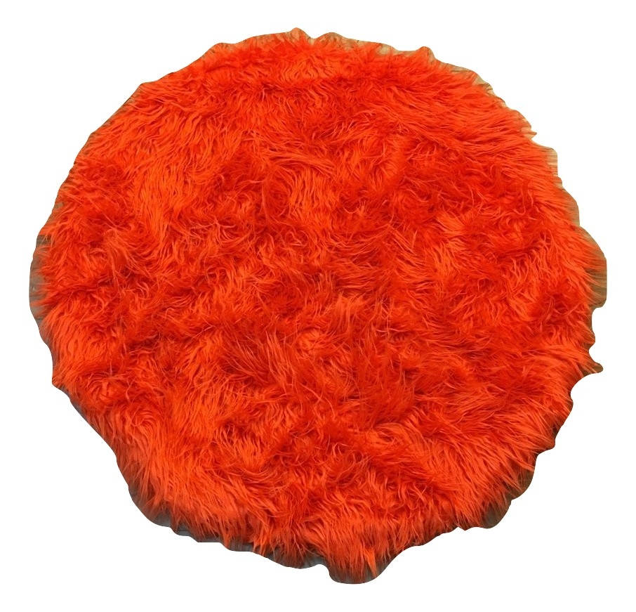 Orange Faux Shaggy Sheepskin Round 34" Diameter Area Rug || Home Decor