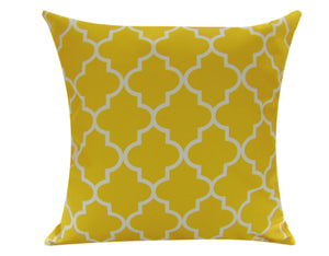 Set of 2 Yellow White Moroccan Water Resistant Canvas Zippered 18” x18” Pillows || Home Décor