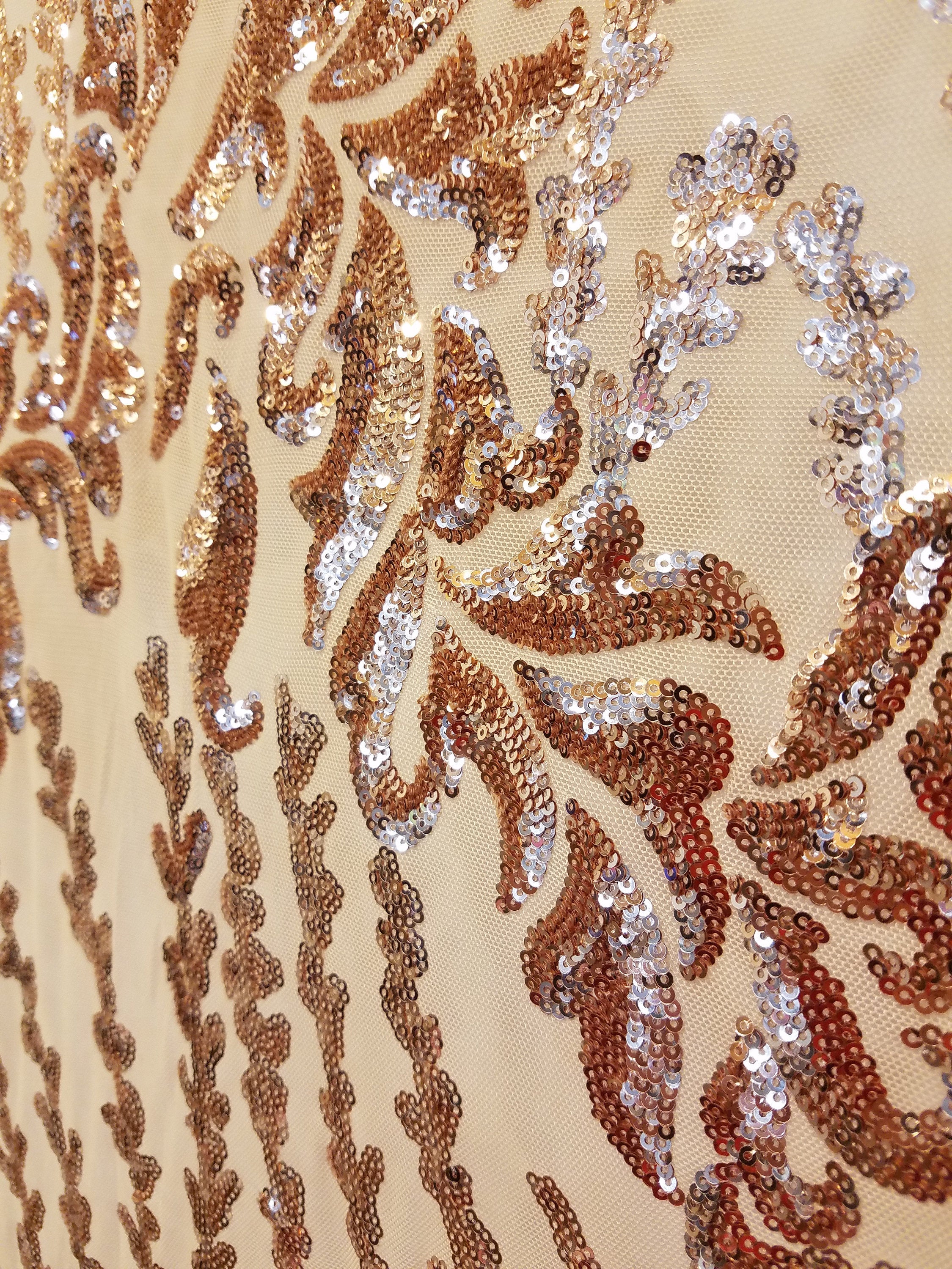 Gold Eggnog SUTRA Sequin Strech Mesh 55" Wide || Fabric by the Yard