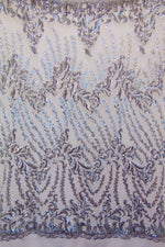 Load image into Gallery viewer, Silver Nude SUTRA Sequin Stretch Mesh 55&quot; Wide || Fabric by the Yard
