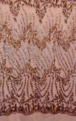 Load image into Gallery viewer, Rose Gold Nude SUTRA Sequin Stretch Mesh 55&quot; Wide || Fabric by the Yard
