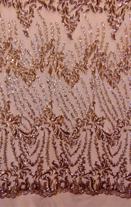 Rose Gold Nude SUTRA Sequin Stretch Mesh 55" Wide || Fabric by the Yard