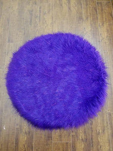 Purple Sparkle Faux Shaggy Sheepskin Round 3' Diameter Area Rug || Home Decor
