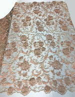 Load image into Gallery viewer, Coral Scalloped Beaded Edge Hand Lace 52” Wide || Fabric by the Yard
