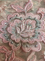 Load image into Gallery viewer, Pink Beaded Scallop Edge Lace 52&quot; Wide || Fabric by the Yard
