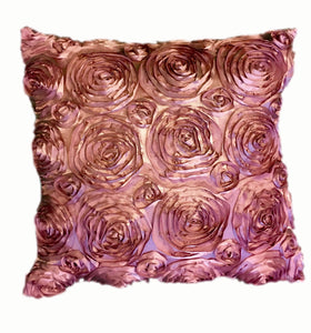 Rosette Pair Embroidered Satin Decorative 18"x18" Pillow || Home Decor