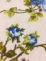 Load image into Gallery viewer, Blue Garden Flower White Poly Cotton 60” Wide || Fabric by the Yard
