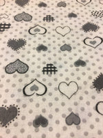 Load image into Gallery viewer, Grey Polka Dot Hearts 100% Cotton Flannel 45&quot; Wide || Fabric by the Yard
