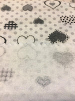 Load image into Gallery viewer, Grey Polka Dot Hearts 100% Cotton Flannel 45&quot; Wide || Fabric by the Yard
