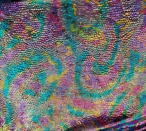 Colorful Scale Metallic Foil Spandex Lycra 60" Wide || Dance Fabric by the Yard