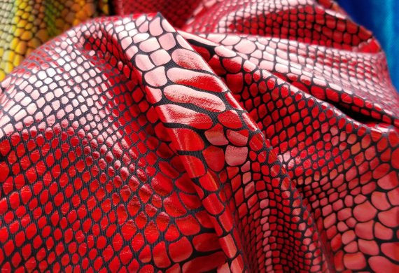 Red Giant Snake Scales Hologram Spandex Lycra 60" Wide || Dance Fabric by the Yard