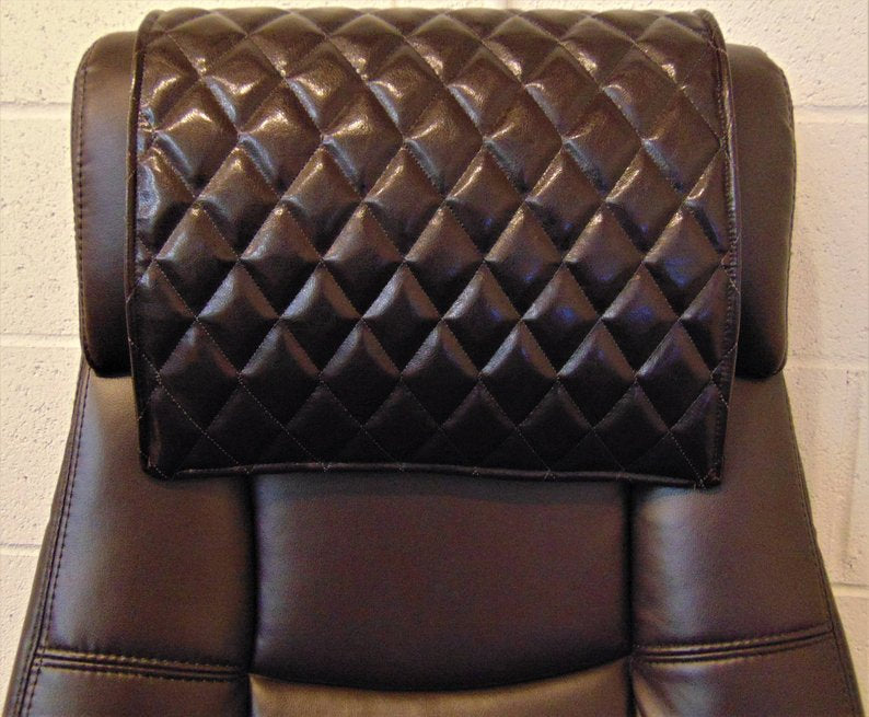 Dark Brown Quilted Vinyl with Suede Back 14”x30" Recliner Furniture Protector Cover || Home Décor
