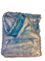 Load image into Gallery viewer, Baby Blue Tipped White Shaggy Faux Fur Suede Back 108”x60” Throw Blanket || Home Décor
