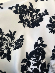 Ivory Printed Scuba Black Velvet Roses 60" Wide || Fabric by the Yard