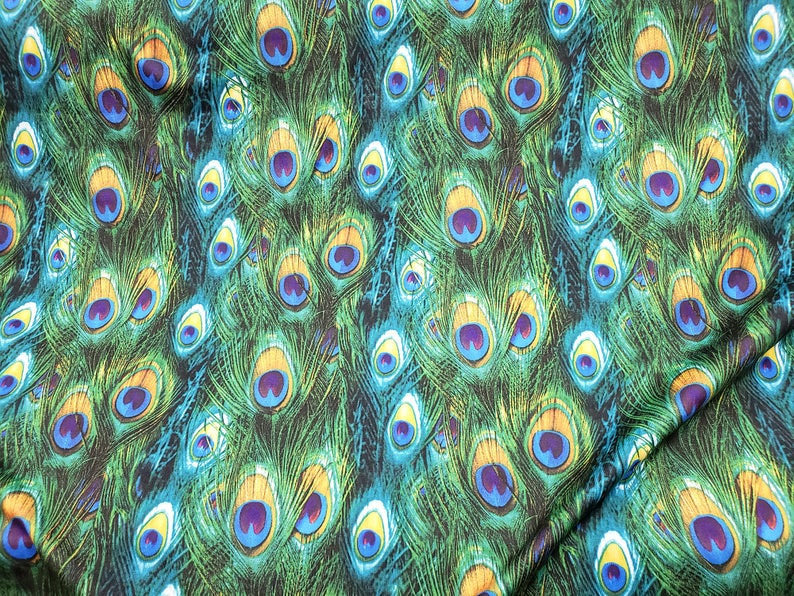Peacock Feather Nylon Spandex Lycra 56" Wide || Dance Fabric by the Yard