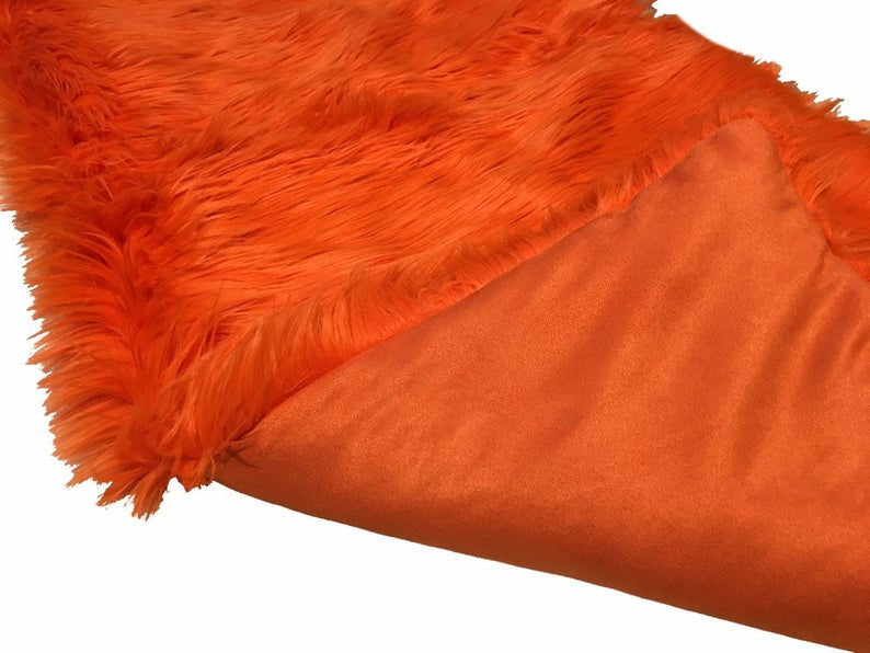 Orange Shaggy Plush Faux Fur Rectangular 3'x5' Area Rug || Home Decor