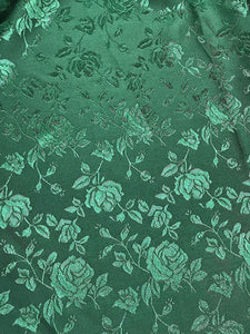 Green Floral Jacquard Satin Brocade 58" Wide || Fabric by the Yard