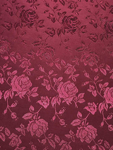 Burgundy Floral Jacquard Satin Brocade 58" Wide || Fabric by the Yard