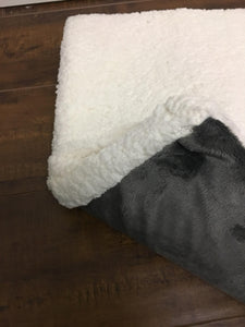 Ivory Sherpa Memory Foam Pet Bed Gray Minky Back 18"x24" || Home Décor